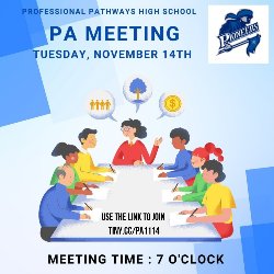 Parent Association Meeting, Tuesday, November 14 at 7:00 PM